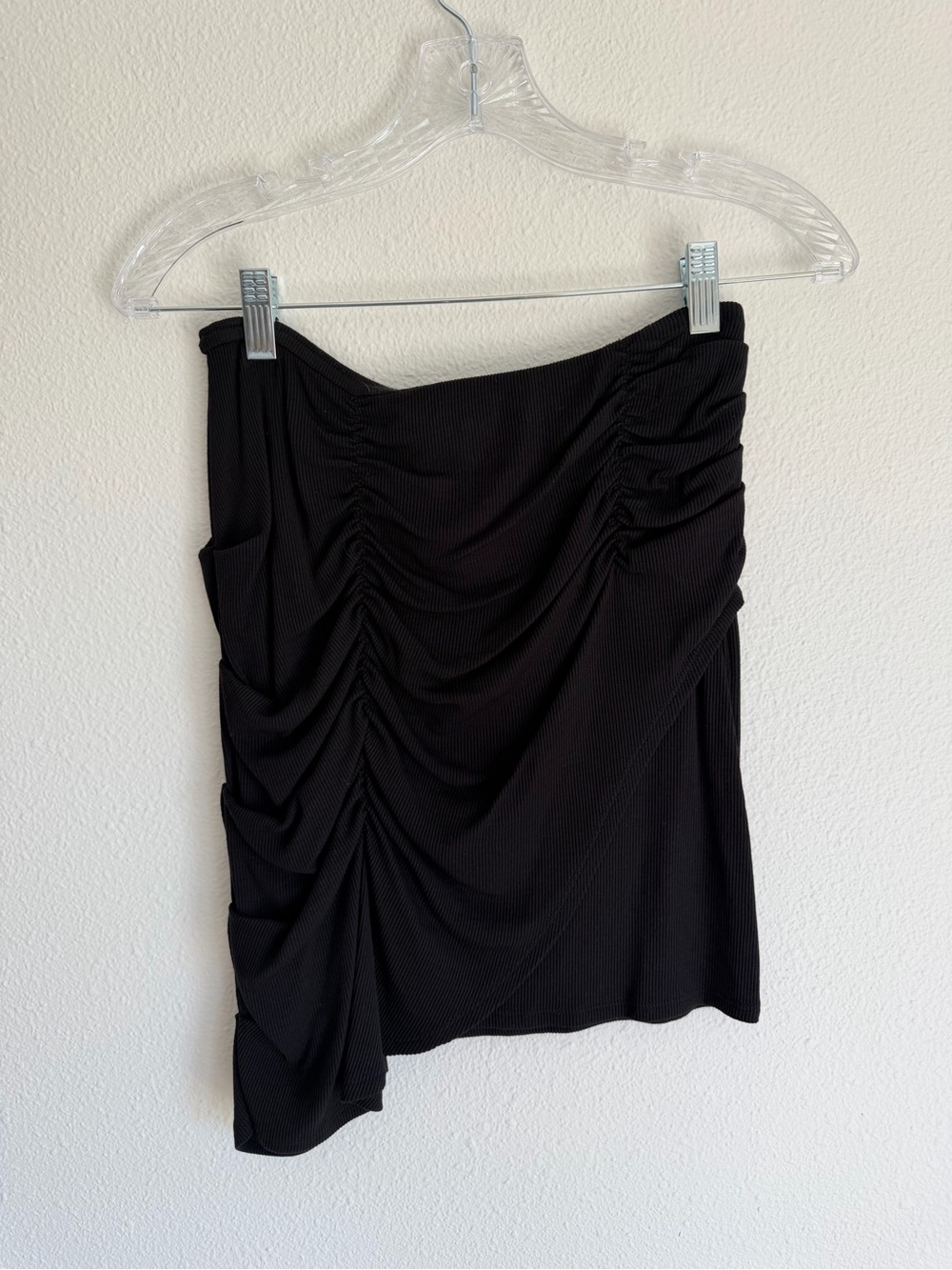 LNA Asymmetrical Ribbed Ruched Skirt